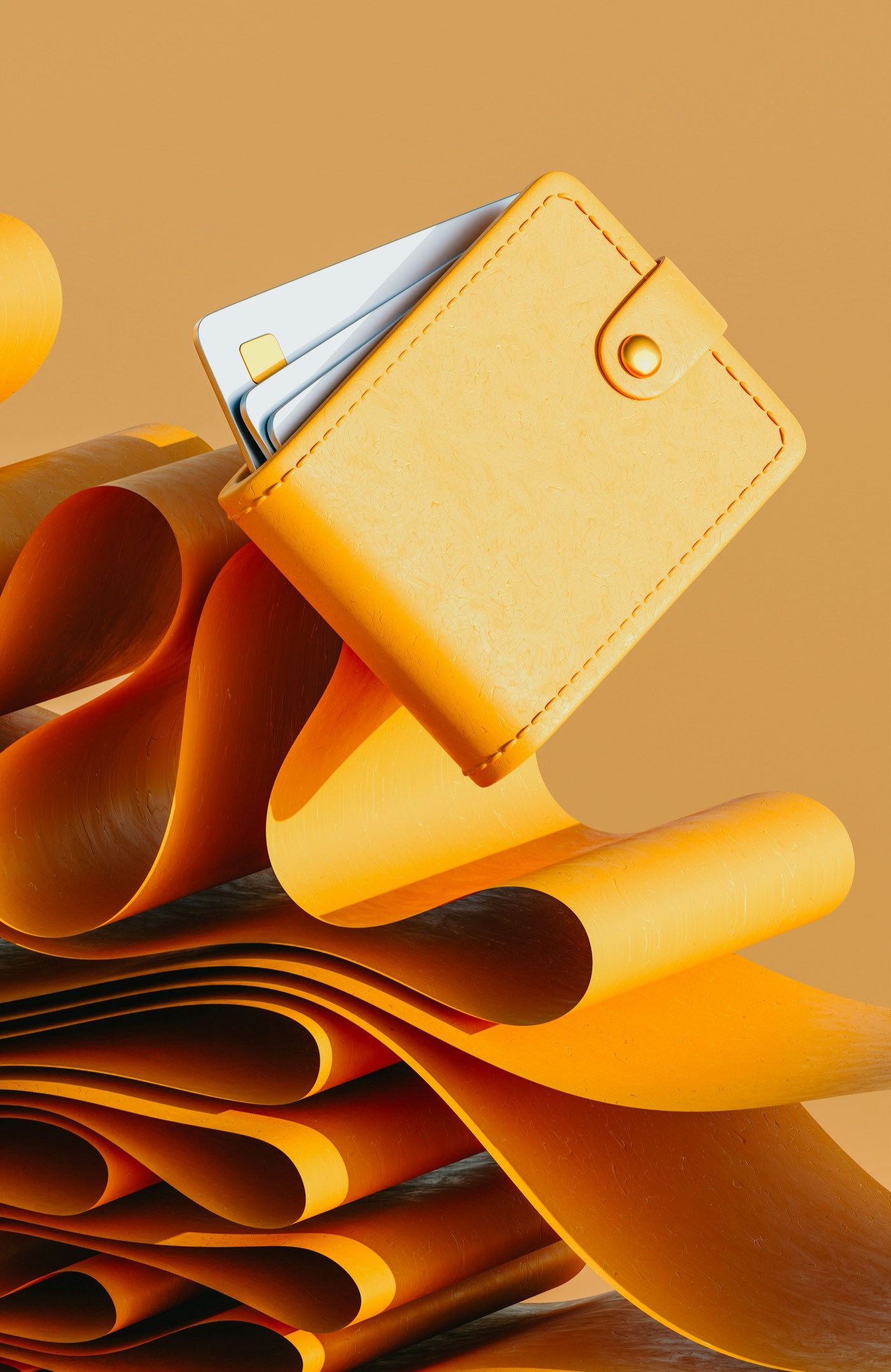 Wallet on folded paper